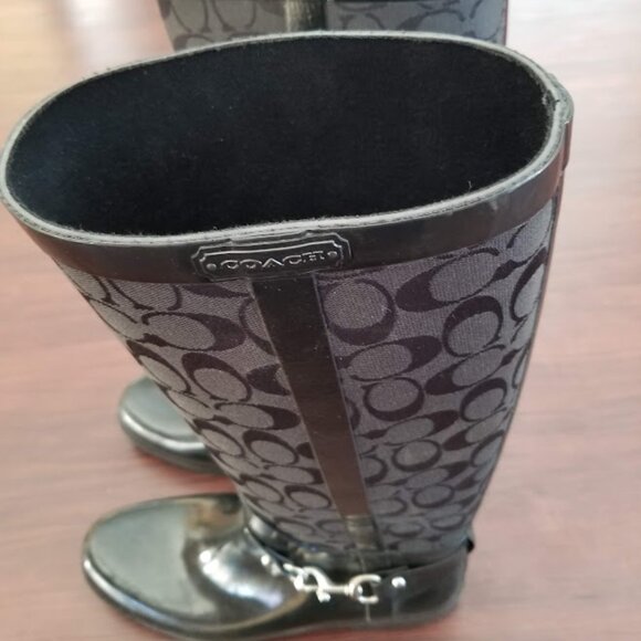 COACH Tall Rubber Rain Boots - Women's Size 11B - Picture 7 of 11